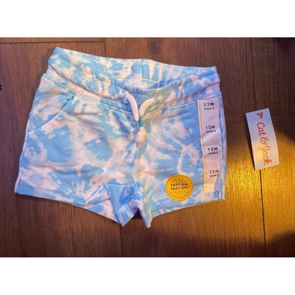 Blue Tye Dye  Infant Shorts 12 Months Nwt Pockets - Picture 1 of 3